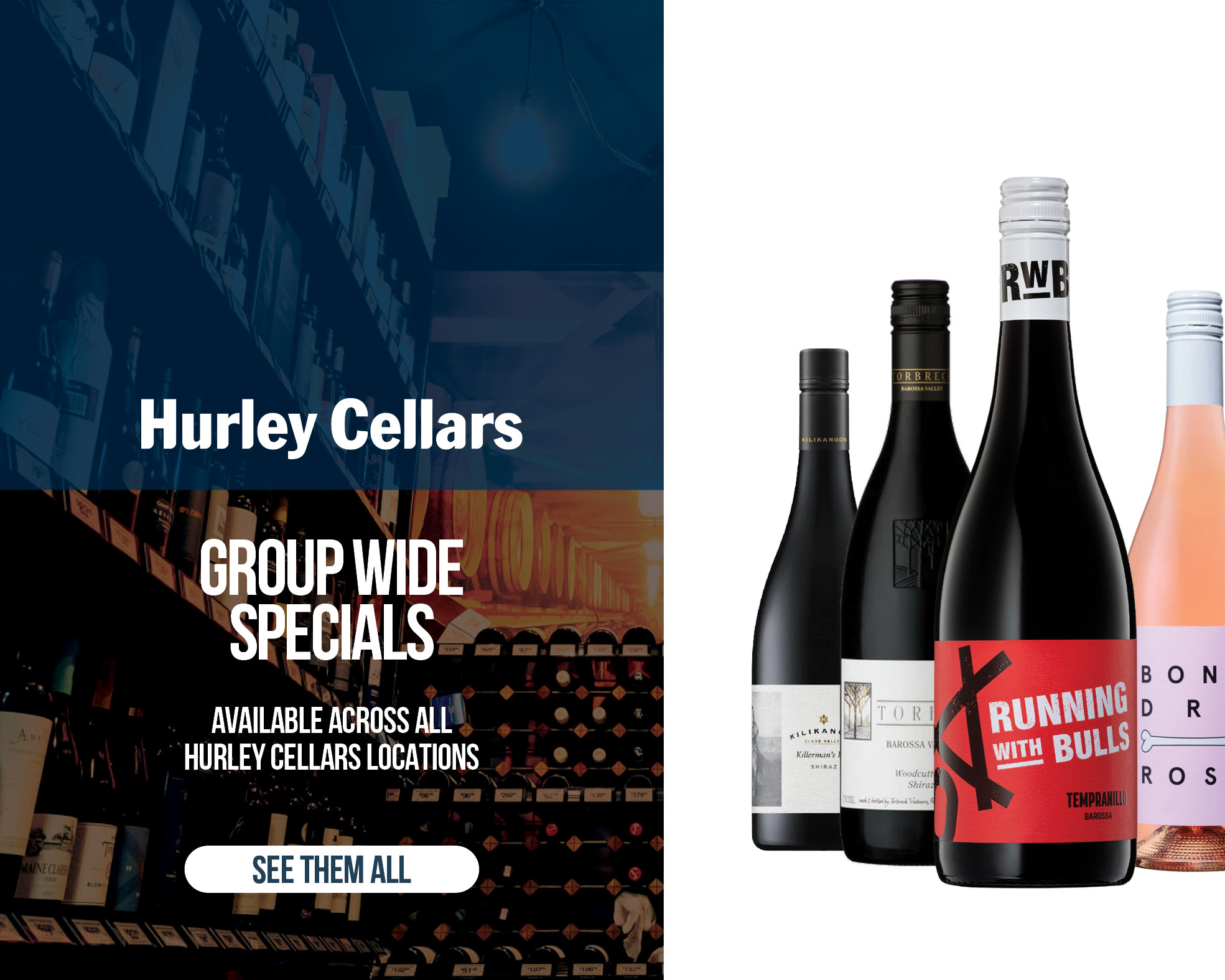 Hurley cellars group wide specials banner